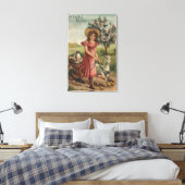 Girl Walking Lamb, Chick und Rooster Leinwanddruck (Insitu (Schlafzimmer))