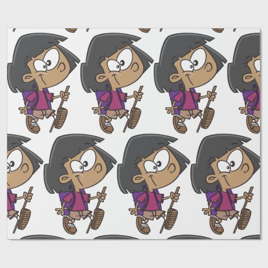 Girl Wandern Geschenkpapier (Flach)