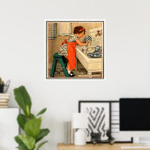 Girl Washing Geschirr von Jessie Willcox Smith Poster (Heimbüro)