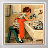 Girl Washing Geschirr von Jessie Willcox Smith Poster (Vorne)