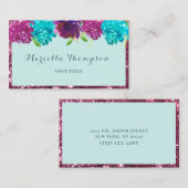 Girl Watercolor Aquamarin Fuchsia Pink Blumenstrau Visitenkarte (Vorne/Hinten)