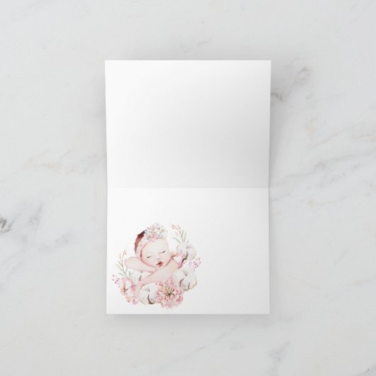 Girl Watercolor Baby Danke an die Karten (Innenseite)