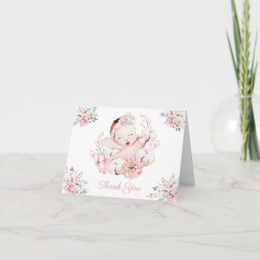 Girl Watercolor Baby Danke an die Karten (Vorderseite)