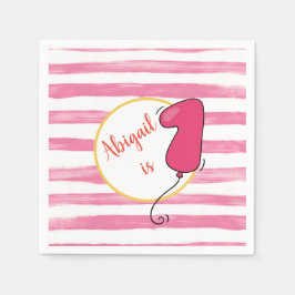 Girl Watercolor Ballon Themed 1. Geburtstag Napkin Serviette