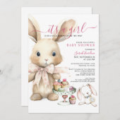 Girl Watercolor Bunny Baby Dusche Einladung (Vorne/Hinten)
