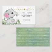 Girl Watercolor Elephant Diaper Begleitkarte (Vorne/Hinten)