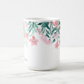 Girl Watercolor Floral Pattern Mit Monogramm Kaffeetasse (Mittel)