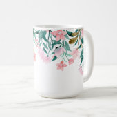 Girl Watercolor Floral Pattern Mit Monogramm Kaffeetasse (VorderseiteRechts)
