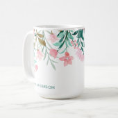 Girl Watercolor Floral Pattern Mit Monogramm Kaffeetasse (Vorderseite Links)