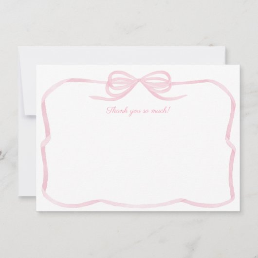 Girl Watercolor Pink Bow Brautparty Dankeskarte (Vorderseite)