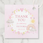 Girl Watercolor Rainbow Baby Dusche Geschenkanhänger (Rückseite)