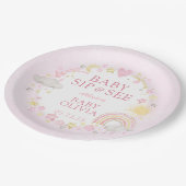 Girl Watercolor Rainbow Baby Sip und sehen Pappteller (Schrägansicht)