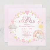 Girl Watercolor Rainbow Baby Sprinkle Einladung (Vorne/Hinten)