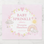 Girl Watercolor Rainbow Baby Sprinkle Schaumweinetikett (Einzelnes Label)