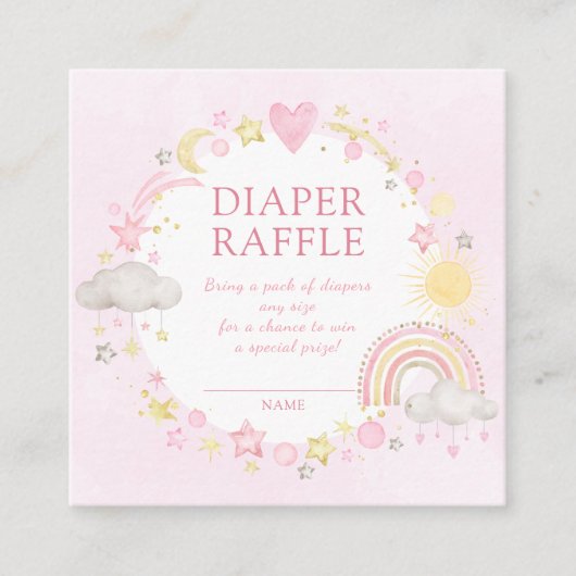 Girl Watercolor Rainbow Diaper Raffle Begleitkarte (Vorderseite)