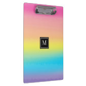 Girl Watercolor Rainbow Monogram School Klemmbrett (Rechts)