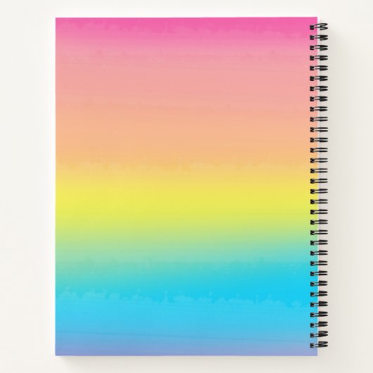 Girl Watercolor Rainbow Monogram School Notizblock (Rückseite)