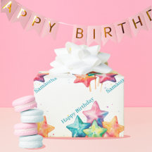 Girl Watercolor Regenbogenstars Geburtstag