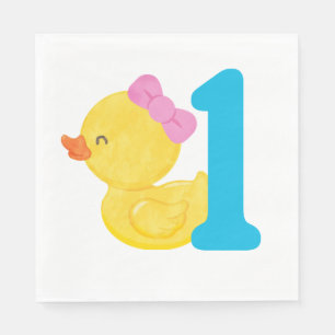 Girl Watercolor Rubber Duck Geburtstagsparty Serviette