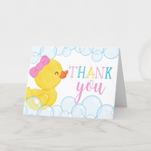 Girl Watercolor Rubber Duck geklappt Danke Karte