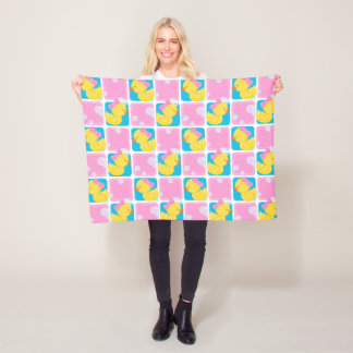 Girl Watercolor Rubber Duck Klein Fleecedecke