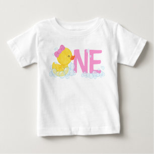 Girl Watercolor Rubber Duck ONE + Name auf der Rüc Baby T-shirt