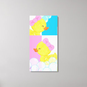 Girl Watercolor Rubber Duckies Adortable Large Leinwanddruck