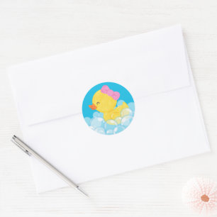 Girl Watercolor Rubber Enck Round Stickers