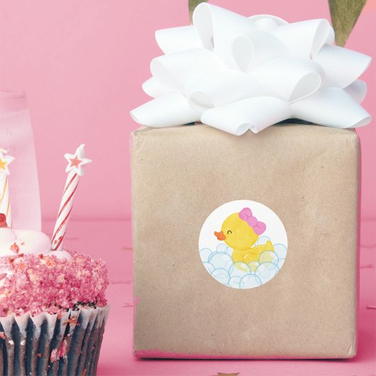 Girl Watercolor Rubber Enck Round Stickers