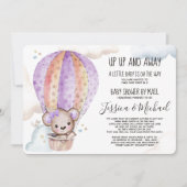 Girl Watercolor Teddy Bear | Kinderdusche per Post Einladung (Vorderseite)