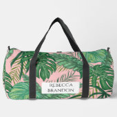 Girl Watercolor Tropical Palm Leaf Pink Name Duffle Bag (Vorderseite)