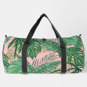 Girl Watercolor Tropical Palm Leaf Pink Name Duffle Bag (Rückseite)