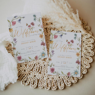 Girl Watercolor Wildblume Geburtstag Einladung