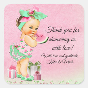 Girl Watermelon Baby Shower Fevor Stickers