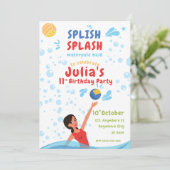 Girl Waterpolo Party Einladung (Stehend Vorderseite)