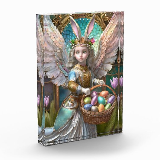 Girl Wear Osterbunny Angel Costume Fotoblock (Links)