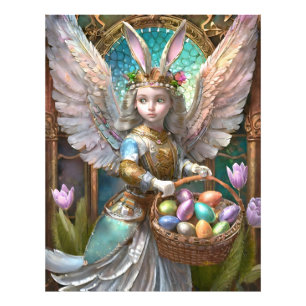 Girl Wear Osterbunny Angel Costume Fotodruck