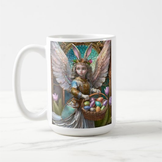 Girl Wear Osterbunny Angel Costume Kaffeetasse (Links)