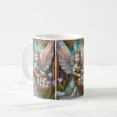 Girl Wear Osterbunny Angel Costume Kaffeetasse (Vorderseite Links)