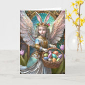 Girl Wear Osterbunny Angel Costume Karte (Gelbe Blume)