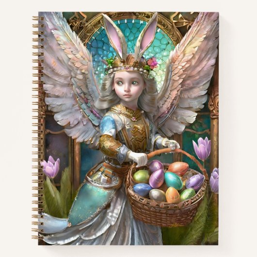 Girl Wear Osterbunny Angel Costume Notizblock (Vorderseite)