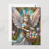 Girl Wear Osterbunny Angel Costume Postkarte (Vorne/Hinten)