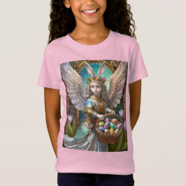 Girl Wear Osterbunny Angel Costume T-Shirt