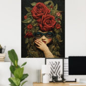 Girl Wearing Glöckchen und Rose Stickereien Poster (Heimbüro)