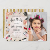 Girl Wellness-Center Makeup Birthday Party Foto Einladung (Vorne/Hinten)