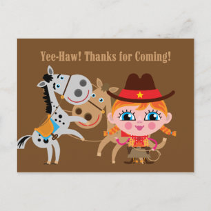 Girl Western Wild West Geburtstag Danke, Postcard Postkarte