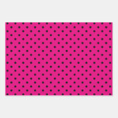 Girl White Black and Hot Pink Polka Dot Mix Geschenkpapier Set (Vorderseite 3)