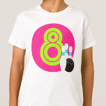 Girl White Neon Bowling Birthday Shirt<br><div class="desc">Girl White Neon Bowling Birthday Shirt</div>