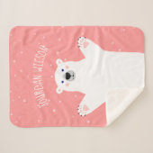 Girl White Polar Bear Grau Pink Baby Sherpadecke (Vorderseite (Horizontal))