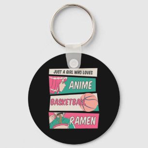 Girl Who Lieben Anime Bysketbyll und Ramen Kawaii  Schlüsselanhänger